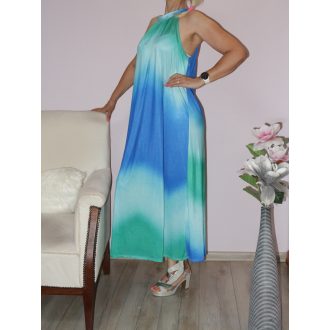   Mandala mintás,nyaknál kötős maxi ruha! királykék-zöld  L-XXL