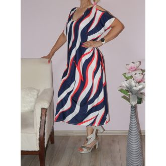   Csíkos,válla nyitott ,oldala felsliccelt maxi ruha!  XL-3XL