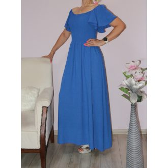 Lepke ujjú,mellben gumírozott maxi ruha! királykék S-L