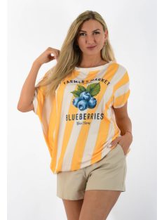   Csíkos áfonyás,aszimmetrikus,gumis aljú felső ! okker L-XXL