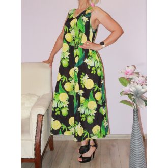 Citromos,dupla V kivágású maxi ruha!  L-XXL