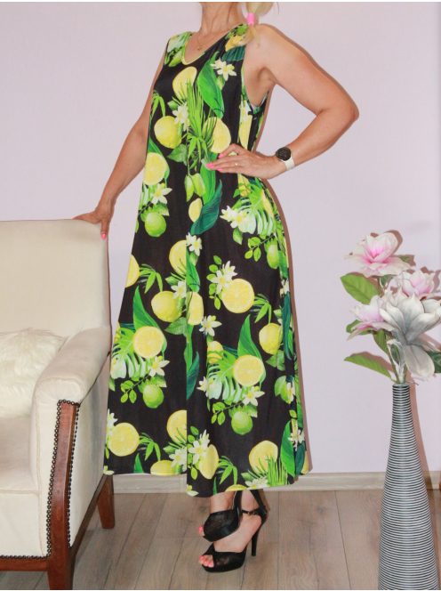 Citromos,dupla V kivágású maxi ruha!  L-XXL