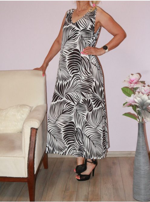 Mintás,dupla V kivágású maxi ruha!  XL-XXL