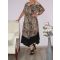 Leopárdos,válla nyitott, V kivágású maxi ruha!  XL-XXL