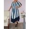 Csíkos,válla nyitott, V kivágású maxi ruha!  XL-XXL