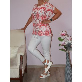 Népi motívumos,ezüst feliratos,alja kötős felső!  L-XL