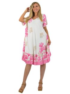 Mintás,A vonalú ruha! fehér -pink XL-XXL