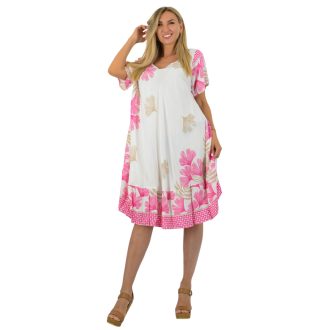 Mintás,A vonalú ruha! fehér -pink XL-XXL