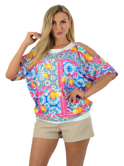 Mintás,citromos,válla nyitott,denevérujjas felső!   L-XXL