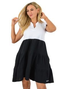   Ingnyakú,fodros ujjú, A vonalú,géz aljú ruha ! fekete  M-XL