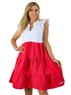   Ingnyakú,fodros ujjú, A vonalú,géz aljú ruha ! málna M-XL