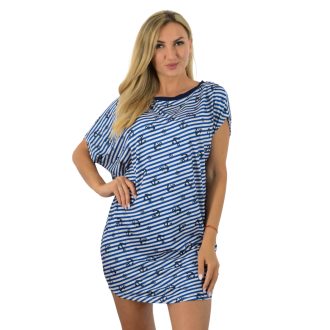   Csíkos,horgonyos,aszimmetrikus, lenge tunika! sötétkék L-XXL