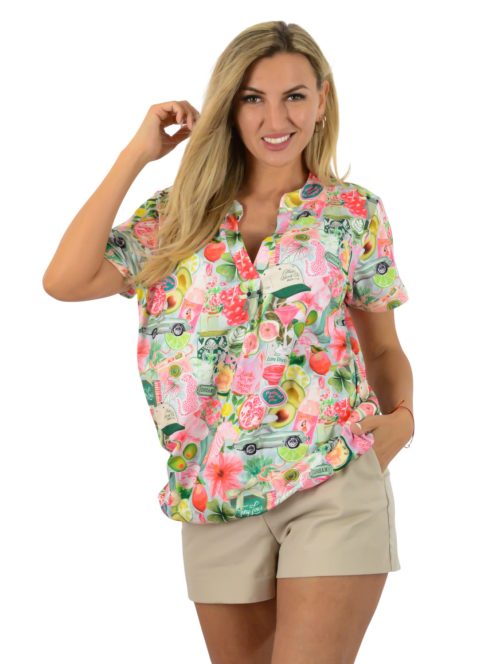 Trópusi gyümölcsös, ingfazonú ,gumis aljú felső!   L-XXL