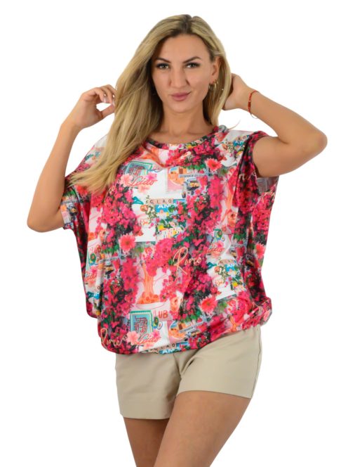 Virágos,aszimmetrikus,gumis aljú felső !  L-XXL
