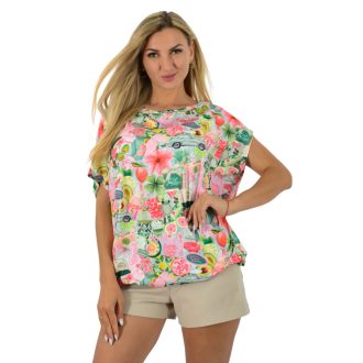   Trópusi gyümölcsös,aszimmetrikus,gumis aljú felső !  L-XXL