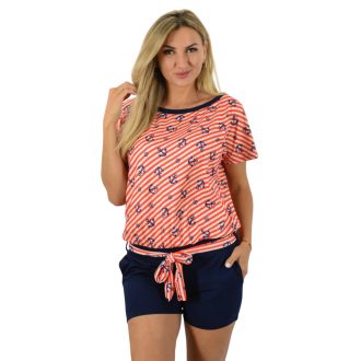 Csíkos,horgonyos ,zsebes,öves overál ! piros  M-XL