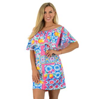 Mintás,citromos ,fodros,vállra húzható ruha !  M-XL
