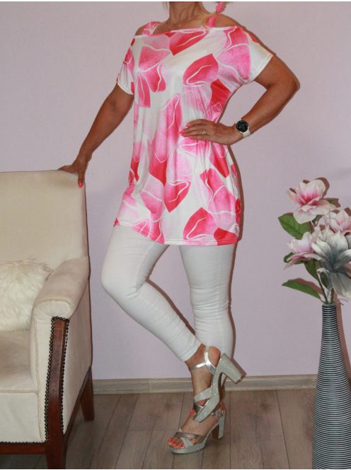 Mintás, válla nyitott tunika ! pink L-XXL