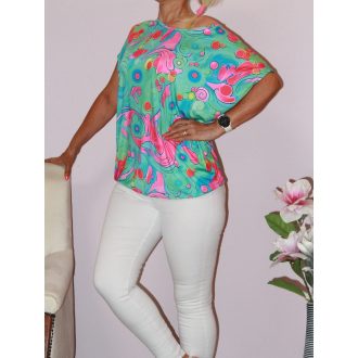 Mintás gumis aljú felső! menta L-XXL