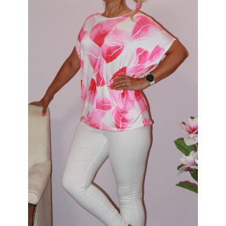 Mintás gumis aljú felső! pink L-XXL