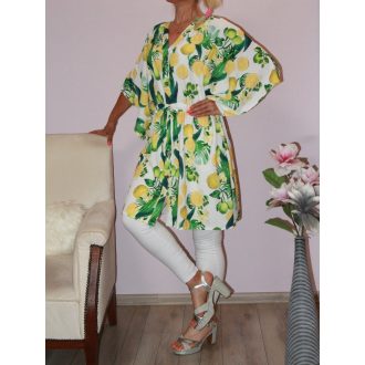   Citromos,derékban kötős,T ujjú,gombos ingtunika! fehér  XL -XXL
