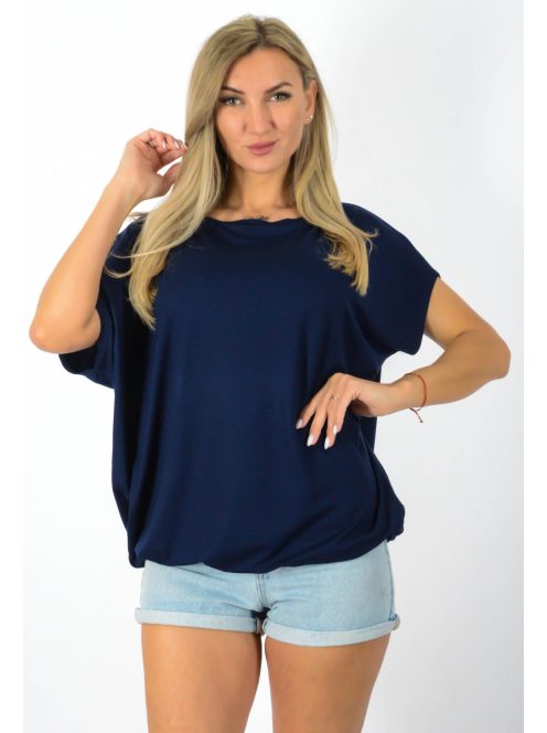 Egyszínű,lenge,gumis aljú felső ! sötétkék L-XXL