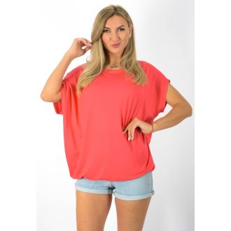 Egyszínű,lenge,gumis aljú felső ! korall L-XXL