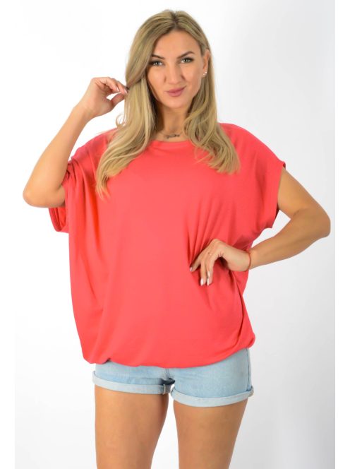 Egyszínű,lenge,gumis aljú felső ! korall L-XXL