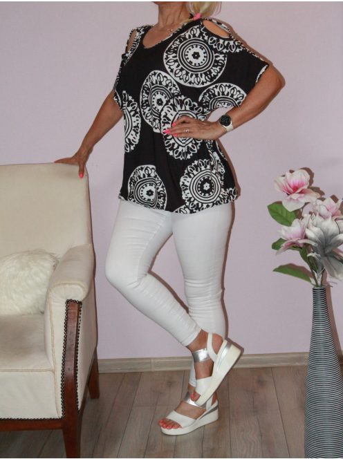 Mandala mintás,nyitott vállú,gumis aljú felső!  XL-XXL