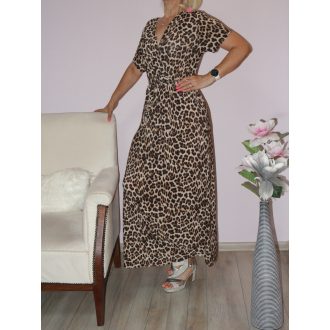   Leopárd mintás,átlapolt,gumis derekú,öves maxi ruha !  M-XL