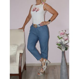   Farmer hatású,öves,zsebes ,gumisderekú nadrág ! sötétfarmerkék L-XL