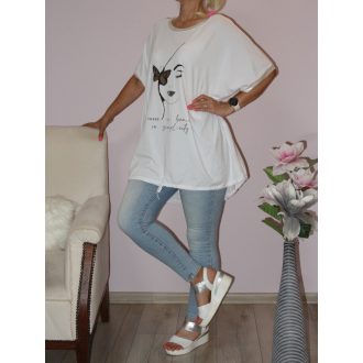 Strasszos fejes,lepkés ,alja kötős tunika! fehér XXL-5XL