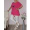 Strasszos fejes,lepkés ,alja kötős tunika! pink XXL-5XL