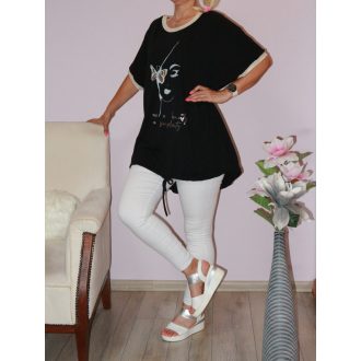 Strasszos fejes,lepkés ,alja kötős tunika! fekete XXL-5XL