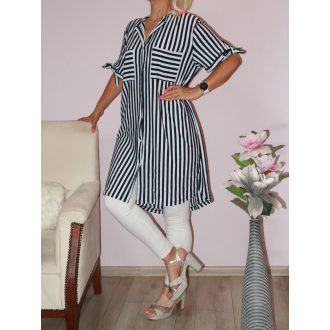 Csíkos,zsebes,ujja kötős ingruha!  L-XXL