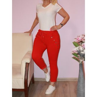Gombdíszes,zsebes ,gumisderekú nadrág! piros L-XXL