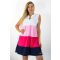 Több színű ,ingfazonú,A vonalú,ujjatlan tunika! fehér-rózsaszín-pink-sötétkék M-XL
