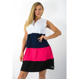   Több színű ,ingfazonú,A vonalú,ujjatlan tunika! fehér-sötétkék-pink-fekete M-XL