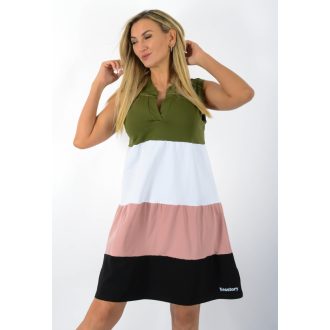   Több színű ,ingfazonú,A vonalú,ujjatlan tunika! khaki-fehér-púderrózsaszín-fekete M-XL