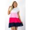 Több színű ,kereknyakú,A vonalú tunika! fehér-rózsaszín-pink-sötétkék M-XL