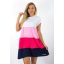 Több színű ,kereknyakú,A vonalú tunika! fehér-rózsaszín-pink-sötétkék M-XL