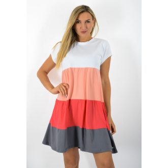   Több színű ,kereknyakú,A vonalú tunika! fehér-barack-korall-szürke M-XL