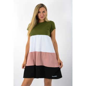   Több színű ,kereknyakú,A vonalú tunika! khaki-fehér-púder-fekete M-XL