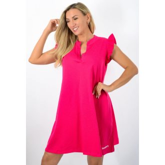  Fodros vállú,ingnyakú A vonalú ruha ! pink L-XL