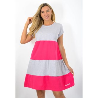   Két színű ,kereknyakú,A vonalú tunika! szürke-pink M-XL