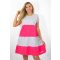 Két színű ,kereknyakú,A vonalú tunika! szürke-pink M-XL