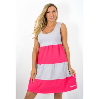   Két színű ,trikópántos,A vonalú ruha! szürke-pink  M-L