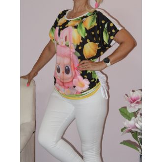 Labubu mintás,oldala felső! piros-fekete  L-XXL