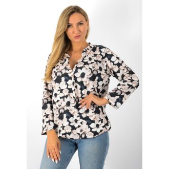   Virágos, ingfazonú ,gumis aljú felső! fekete-ekrü  L-XXL