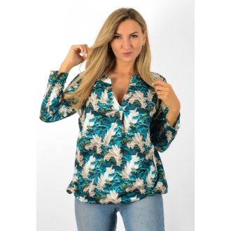   Mintás, ingfazonú ,gumis aljú felső!  türkiz-ekrü L-XXL